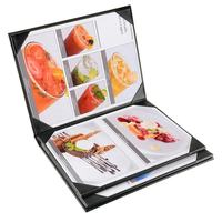 Carpeta Portamenués Personalizada con Logotipo para Hotel o Restaurante, Cubierta de Cuero PU Negro, 4/6 Vistas, para Menús de Comida