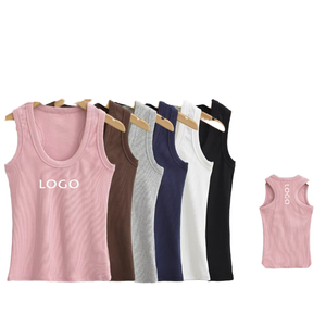 Débardeur micro-côtelé personnalisé CNSHELL pour femme, en coton de haute qualité, col carré, respirant, écologique, sans manches, pour l'entraînement - Product Image 1