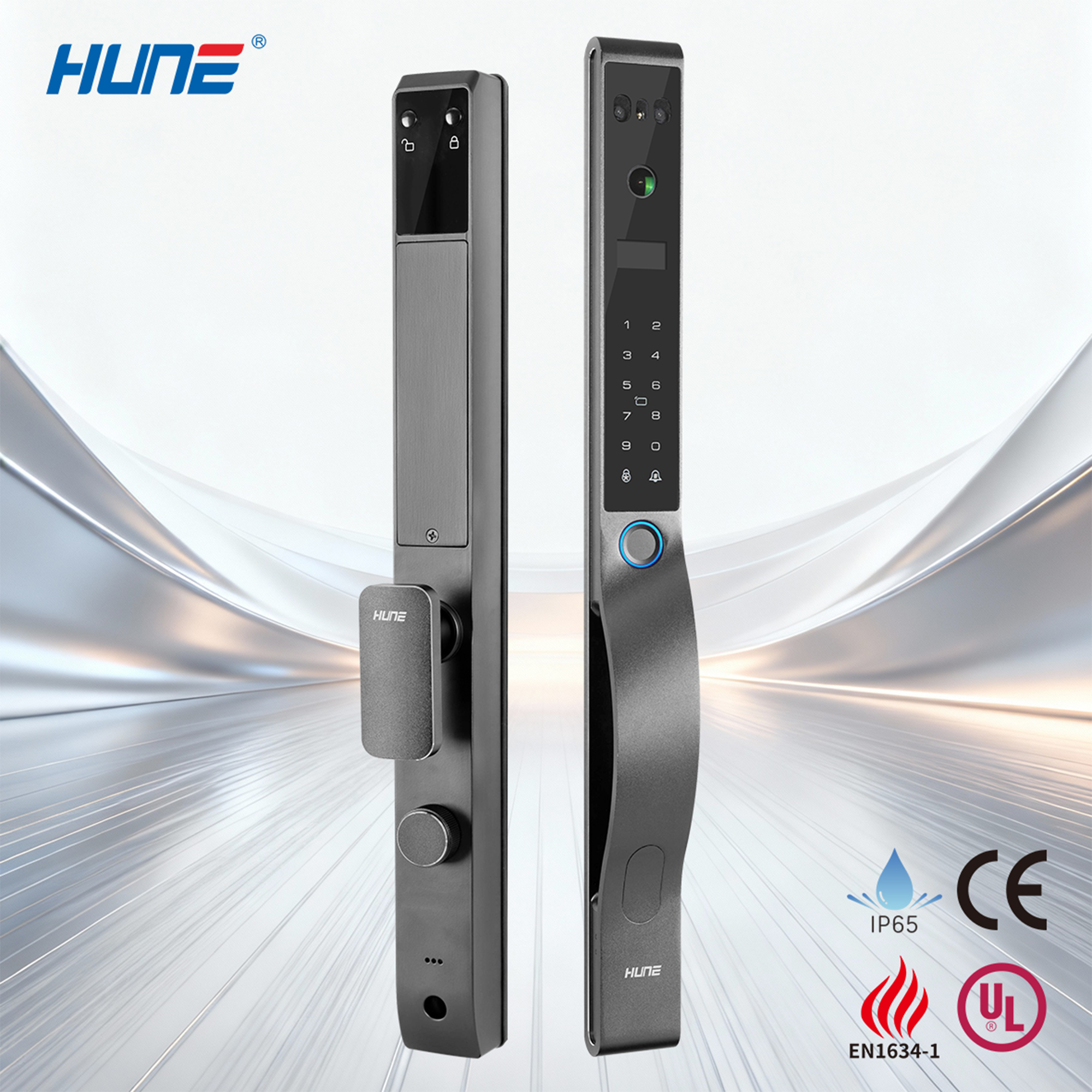 HUNE Fashion Smart Lock UKCA NB-IoT 3D Face ID Camera OEM Door Lock Auto-lock Touchscreen and LoRa Custom for Commercial Resort