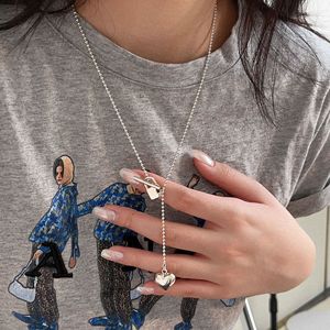 S925 Sterling Silver Heart Sweater Chain For Women Long Necklace With <b>Small</b> <b>Lock</b> Retro Design Autumn Winter Jewelry Gift - Product Image 4