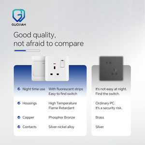 工厂热卖前景系列OEM & ODM白色CE/IEC证书英国标准墙壁开关和插座电气 - Product Image 5