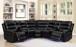 أريكة زاوية حديثة JS مقطعية بالطاقة مع وحدة تحكم جلدية هوائية أضواء LED أثاث غرفة المعيشة - Product Image 2