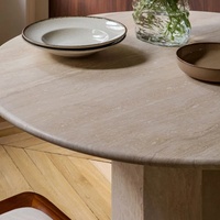Table de salle à manger en marbre élégante et moderne, surface polie, sur mesure, couleur vert-noir, pour hôtels et villas, vente directe usine