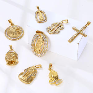 <span class=keywords><strong>Pendentif</strong></span> <span class=keywords><strong>signe</strong></span> de dollar glacé pour homme, hip hop, pièce de jésus en diamant, vierge marie, breloque en acier inoxydable, or 18k, <span class=keywords><strong>pendentif</strong></span> de prière - Product Image 4