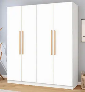 Armario de gran capacidad, armario de cuatro puertas, armario de dormitorio, almacenamiento y organización de ropa de madera