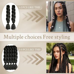 Extensiones de Cabello Sintético Jumbo African Box Braids Yaki, 5 Piezas, 24 Pulgadas, Doble Trama a Máquina, Crochet Moderno - Product Image 4