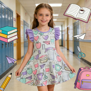 Vestido <span class=keywords><strong>de</strong></span> Verano con Mangas con Volantes para Niña, Estilo Sexy, para Regreso a Clases, Estampados Personalizados, Vestidos con Volantes para Bebés <span class=keywords><strong>de</strong></span> 5 Años, Venta al por Mayor - Product Image 2