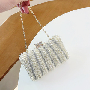 Vintage Pearl Women Handbag Evening Bag Luxury <b>Wedding</b> Bridal Ladies <b>Clutch</b> Chain White Shoulder Dress Dinner Bag - Product Image 4