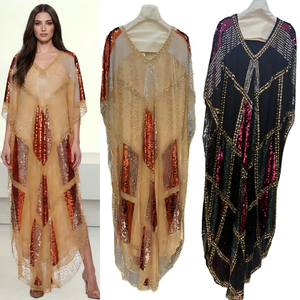 <span class=keywords><strong>Robe</strong></span> Kaftan Modeste <span class=keywords><strong>de</strong></span> Luxe Dorée et Bronze à Paillettes, Col en V, Manches Chauve-Souris, Abaya Musulmane, Robes Longues pour Invitée <span class=keywords><strong>de</strong></span> <span class=keywords><strong>Mariage</strong></span> et Soirée, ODM - Product Image 3