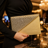 Tas Pesta Berhias Rhinestone untuk Wanita, Tas Selempang Rantai Kristal Berpayet, Tas Kulit PU dan Tas Tangan