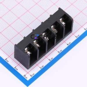 MXHB9500-9.5-05P-BK01-Cu-S-A Barrier Terminal Block Through hole,P=9.5mm Connector Three Sides 9.5mm 1x5P Straight Pin - Product Image 1