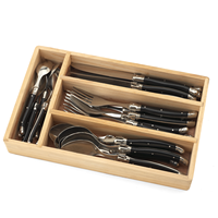 Ensemble de 24 couverts Laguiole de luxe en acier inoxydable, personnalisable OEM, avec finition miroir écologique et coffret cadeau en bois