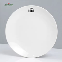 Platos de Cerámica Modernos Redondos con Borde Dorado Blanco, Personalizados con Logotipo, Venta al por Mayor de Fábrica, para Servir Filetes y Pizza en Restaurantes