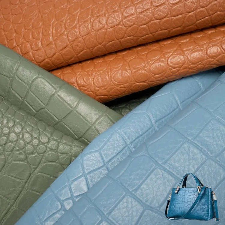 2.0mm Double Face Semi-PU Leather PVC Crocodile Fabric Leather for Making Women Handbag Shoes Sofa Furniture