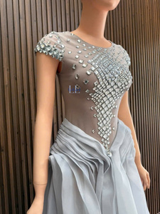 Luxury Silk Organza Ball Gown with Cap Sleeves High-End Rhinestone Embellished for Women in Vietnam - Product Image 3