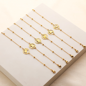 Bracciale Artigianale Placcato Oro a Forma di Pesce, Aragosta e Granchio, Impermeabile in Acciaio Inox con i Dodici Segni Zodiacali - Product Image 3