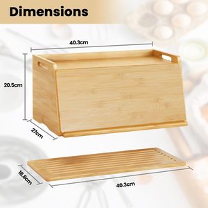 Boîte à pain en bambou avec planche à découper, conteneur de rangement à 1 niveau pour l'organisation de la cuisine - Product Image 5