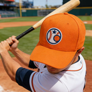Gorra de Béisbol Naranja de 6 Paneles con Bordado de Estrella - Gorra Ajustable con Cierre a Presión para Golf, Senderismo y Running - Product Image 4