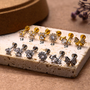 Nouveau style – Piercing de lèvre et d'oreille <span class=keywords><strong>en</strong></span> titane G23 incrusté de zircon, bijou de mode - Product Image 2