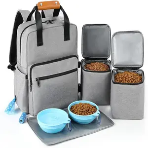 Borsa da viaggio per animali domestici borsa da viaggio per animali domestici con 2 contenitori per alimenti extra large grande borsa da viaggio per animali domestici con tasca per alimenti