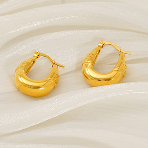 Zogxin U Shape Geometric Hoop Earrings Gold Plated Titanium Steel For Women Fashion Jewelry - Product Image 2
