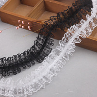 Bande de dentelle décorative en polyester à volants, 4 cm (1,6 pouces), style Europe-Amérique, pour bordures de vêtements et accessoires capillaires