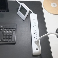 Stop Kontak Ekstensi USA 15A 2 Port USB A 6 Outlet dengan Pelindung Lonjakan Arus, Strip Daya Desktop Bersertifikasi ETL, Kabel 4 kaki