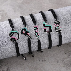 En gros Personnalisé Musique Symboles <span class=keywords><strong>Guitare</strong></span> Tressé Main <span class=keywords><strong>Corde</strong></span> Mode Musique Festival Fan Atmosphère <span class=keywords><strong>Bracelet</strong></span> - Product Image 2