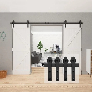 WEKIS 6.6ft Brass Carbon Steel Double Barn Door Hardware Modern Industrial Sliding Door Electric <b>Remote</b> <b>Control</b> Soundproof - Product Image 5