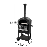 Barbecue d'extérieur haut de gamme BENSUN M03138 en acier thermolaqué, four à pizza à bois sur chariot pliable avec protection haute pression