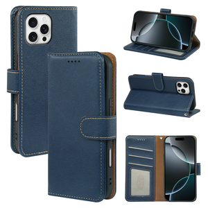Nueva Funda Cartera de Cuero con Cierre Magnético para <span class=keywords><strong>iPhone</strong></span> 16 Pro Max 15 14 Pro con Titular de Tarjetas - Product Image 1