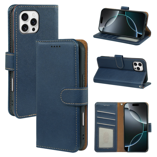 Flip Wallet Mobile Phone Bags for iPhone 17 Pro Max RFID Blocking Card Holders Magnetic Leather Phone Cover