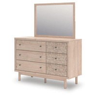 Commode à 6 tiroirs en bois naturel moderne avec miroir et pieds en bois pour chambre à coucher et projets hôteliers – Service OEM