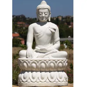 Individueller Naturstein großer Tempel Garten Heimdekoration Handwerk neues Produkt Marmor-Buddhastue zu verkaufen