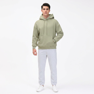 Sudadera con capucha de forro polar para hombre, estilo básico, de algodón 100%, cálida, con cremallera, mangas de patrón liso, de secado rápido y transpirable, a la moda. - Product Image 1