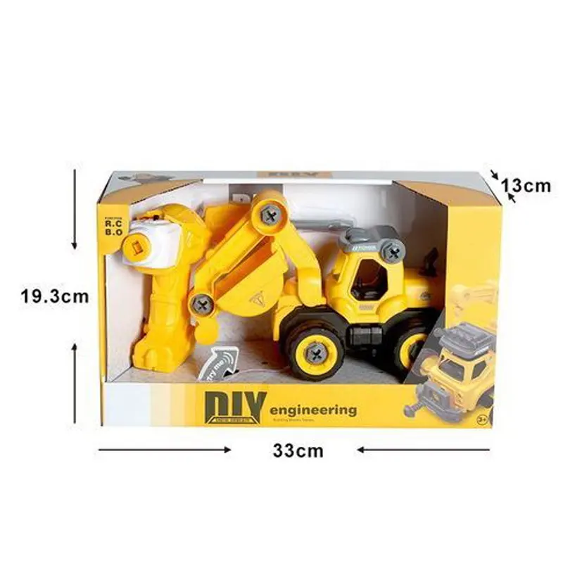 Pretend Kid Engineering Vehicle Toy Assembly Construction Excavator Truck Take Apart Toys With Screwdriver