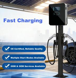 Chargeur mural double pour véhicules électriques 22 kW GBT Type 2, station de recharge double connecteur, borne de recharge intelligente OCPP - Product Image 6
