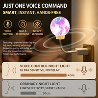Lampe de nuit LED en forme de planète avec commande vocale, alimentation USB, lumière ambiante RGB pour chambre à coucher, chambre d'enfant, hôtel, maison