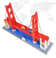 Wange juguetes de plástico Golden Gate Bridge San Francisco World Architectural Street Scene atracciones modelo juego de bloques de construcción