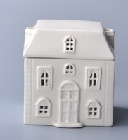 Porte-bougie chauffe-plat en porcelaine en forme de maison, rouge et blanc, brûleur d'huile aromatique en céramique, brûleur de cire fondue pour la décoration intérieure