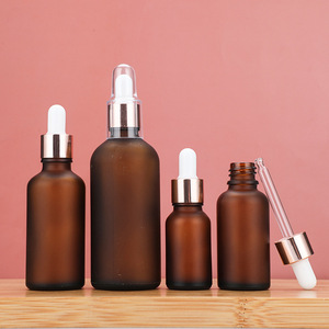 Bán Buôn 5Ml 10Ml 15Ml 20Ml 30Ml 50Ml 100Ml Nâu Tinh Dầu Frosted Glass <span class=keywords><strong>Dropper</strong></span> Chai Với Gỗ Nhẫn Mỹ Phẩm Container - Product Image 2