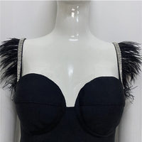 Nouvelles robes de soirée élégantes pour femmes, avec strass et plumes, sexy, à bretelles, pour les anniversaires et les cocktails