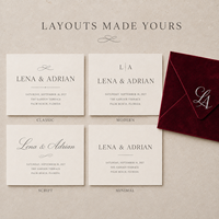 Carte d'invitation de mariage élégante et minimaliste, impression personnalisée du monogramme du couple, papeterie de mariage simple et haut de gamme sur mesure