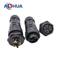 Connecteur étanche IP68 AC/DC M25 à 4 broches pour panneau LED, avec contacts plaqués or et fixation par vis, pour éclairages LED et automobiles
