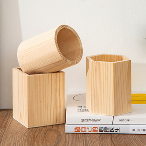 <b>Solid</b> <b>wood</b> <b>desk</b> pen holder, multi-purpose pencil cup, cosmetics, school supplies, wooden <b>desk</b> storage box - Product Image 1