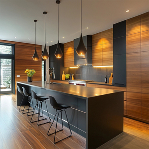 Incredibili mobili da cucina modulari di lusso High-End mobili da cucina personalizzati con isola in legno massello per il rifacimento della cucina moderna all'aperto - Product Image 4