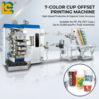 Machine d'impression offset sèche automatique 7 couleurs haute vitesse avec détection double gobelet et contrôle servo pour gobelets