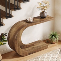 Console en bois en forme de C, table d'appoint pour entrée, meuble de console pour couloir avec rangement, pour hall d'entrée, couloirs étroits
