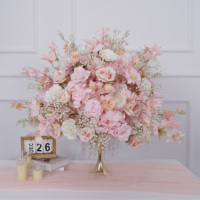 Grande boule de fleurs roses de 80 cm, vente chaude, décoration de mariage, fleurs artificielles en soie, toucher réel, centre de table pour décoration de table