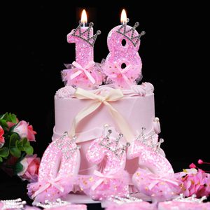 Creatieve digitale kaars jong meisje roze vlinder strik verjaardagskaars - 0-9 verjaardag jubileum feest nieuwigheid kaars - Product Image 5